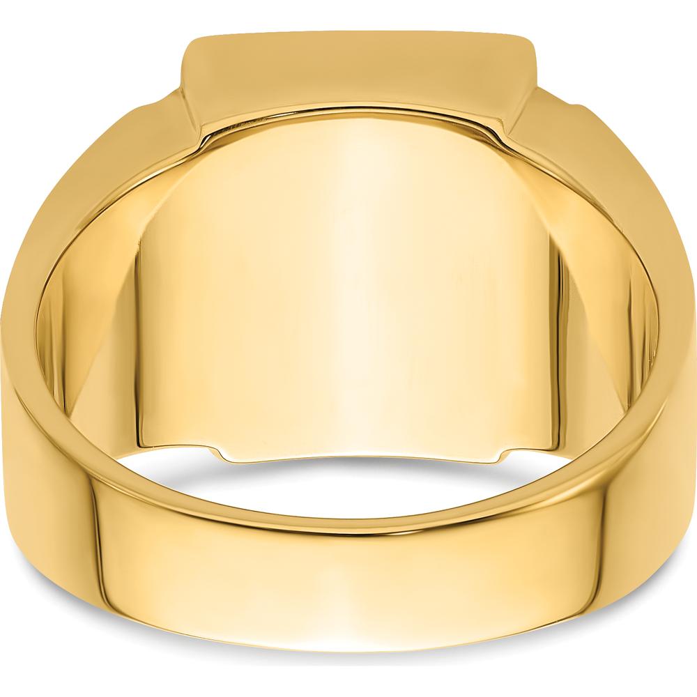 14K Yellow Gold Polished and Textured Masonic Ring Mounting for 12x10mm Rectangular Stone by IBGoodman
