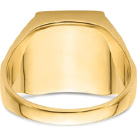 14K Yellow Gold Polished and Textured Masonic Ring Mounting with Rectangular 12x10mm Center Stone Setting by IBGoodman