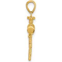 14K Yellow Gold Polished and Textured Nails Cross Pendant by Oro Pregiato