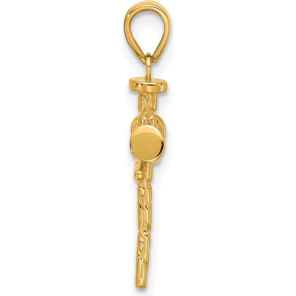14K Yellow Gold Polished and Textured Nails Cross Pendant by Oro Pregiato