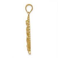 14K Yellow Gold Polished and Textured Our Lady of Guadalupe Pendant - 33.6mm Length by Oro Pregiato