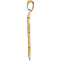14K Yellow Gold Polished and Textured Palm Trees Pendant - 29mm Length by Oro Pregiato