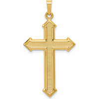 14K Yellow Gold Polished and Textured Passion Cross Pendant - 38.47mm by Oro Pregiato