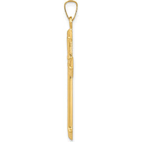 14K Yellow Gold Polished and Textured Passion Cross Pendant - 38.47mm by Oro Pregiato