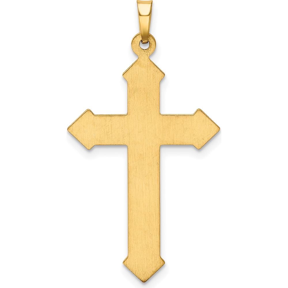 14K Yellow Gold Polished and Textured Passion Cross Pendant - 38.47mm by Oro Pregiato