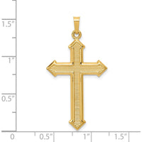 14K Yellow Gold Polished and Textured Passion Cross Pendant - 38.47mm by Oro Pregiato