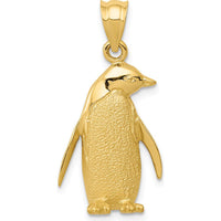 14K Yellow Gold Polished and Textured Penguin Charm - 27mm Length by Oro Pregiato