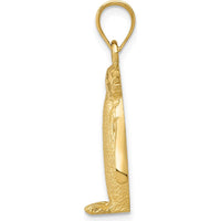 14K Yellow Gold Polished and Textured Penguin Charm - 27mm Length by Oro Pregiato