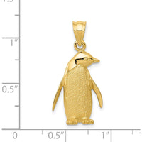 14K Yellow Gold Polished and Textured Penguin Charm - 27mm Length by Oro Pregiato