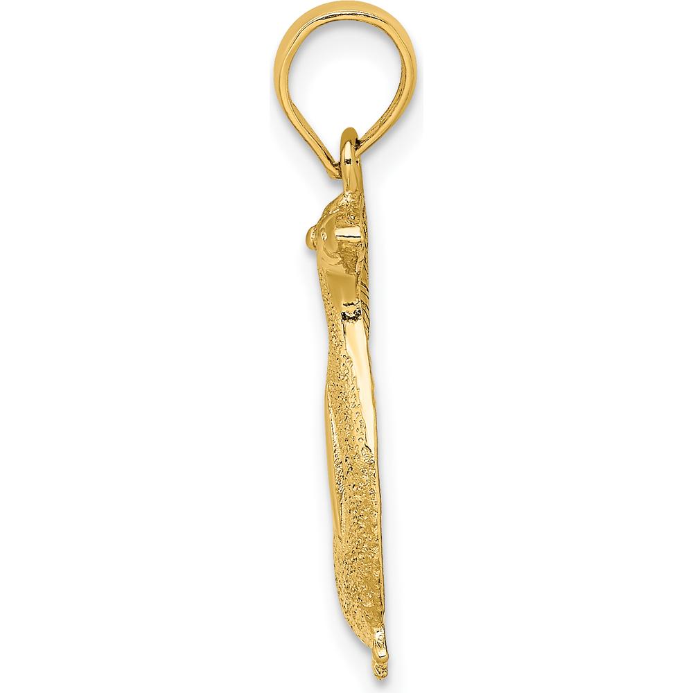 14K Yellow Gold Polished and Textured Penguin Charm Pendant by Oro Pregiato