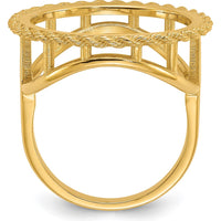 14K Yellow Gold Polished and Textured Rope Edge Coin Bezel Ring - Holds 1/10 oz. American Eagle Coin by Numis Coin Jewelry