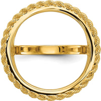 14K Yellow Gold Polished and Textured Rope Edge Coin Bezel Ring - Holds 1/10 oz. American Eagle Coin by Numis Coin Jewelry