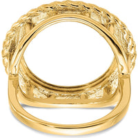14K Yellow Gold Polished and Textured Rope Edge Coin Bezel Ring - Holds 1/10 oz. American Eagle Coin by Numis Coin Jewelry