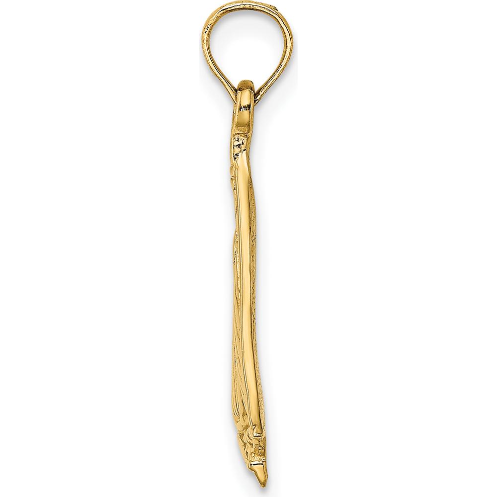 14K Yellow Gold Polished and Textured Sailboat Pendant Charm by Oro Pregiato