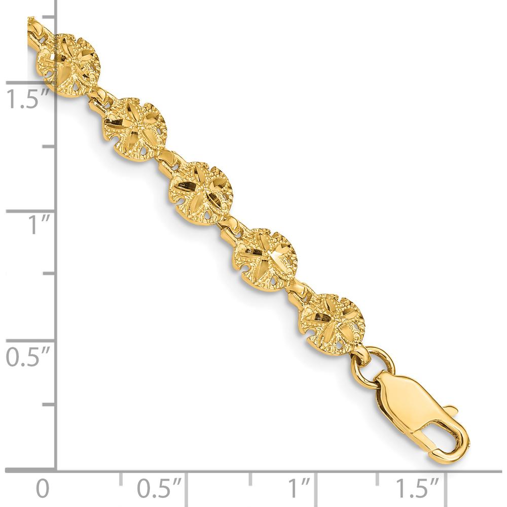 14K Yellow Gold Polished and Textured Sand Dollar Charm Bracelet - 7.25 inches by Oro Pregiato