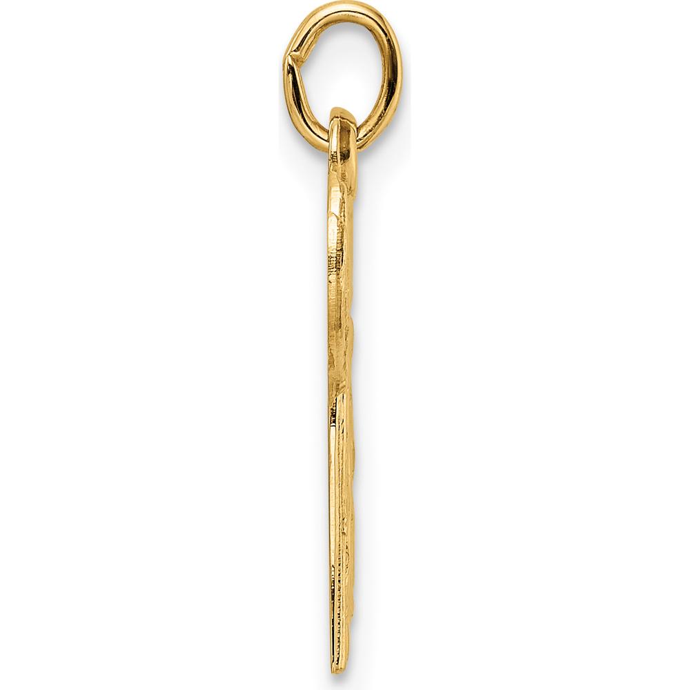 14K Yellow Gold Polished and Textured Solid Chai Symbol Pendant - Faith-Inspired Design by Oro Pregiato