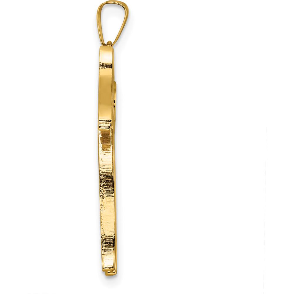 14K Yellow Gold Polished and Textured Solid Chai Symbol Pendant by Oro Pregiato