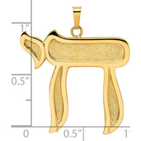 14K Yellow Gold Polished and Textured Solid Chai Symbol Pendant by Oro Pregiato