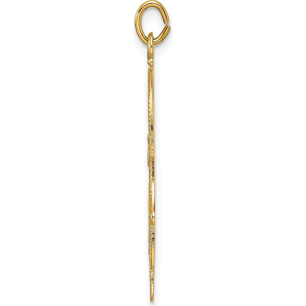 14K Yellow Gold Polished and Textured Solid Hamsa Pendant - Protective Symbol with Fish and Sacred Eye by Oro Pregiato