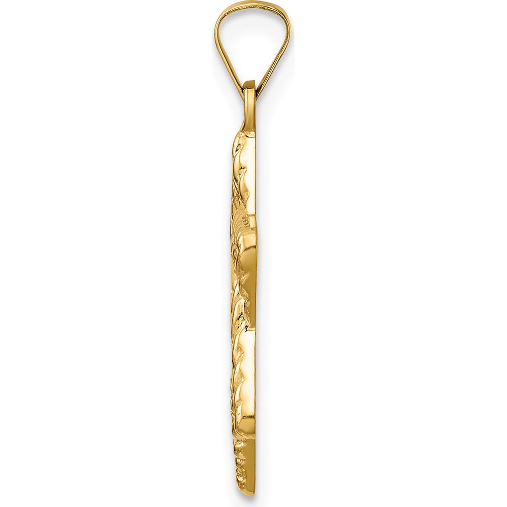 14K Yellow Gold Polished and Textured Solid Star of David Pendant - 26.57mm Length by Oro Pregiato