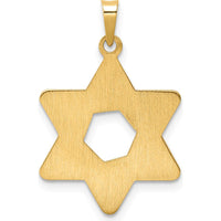 14K Yellow Gold Polished and Textured Solid Star of David Pendant - 26.57mm Length by Oro Pregiato