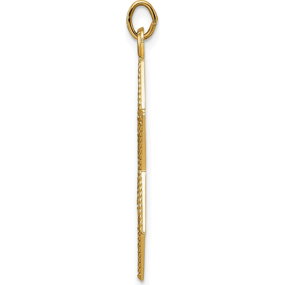 14K Yellow Gold Polished and Textured Solid Star of David Pendant - 29.95mm Length by Oro Pregiato