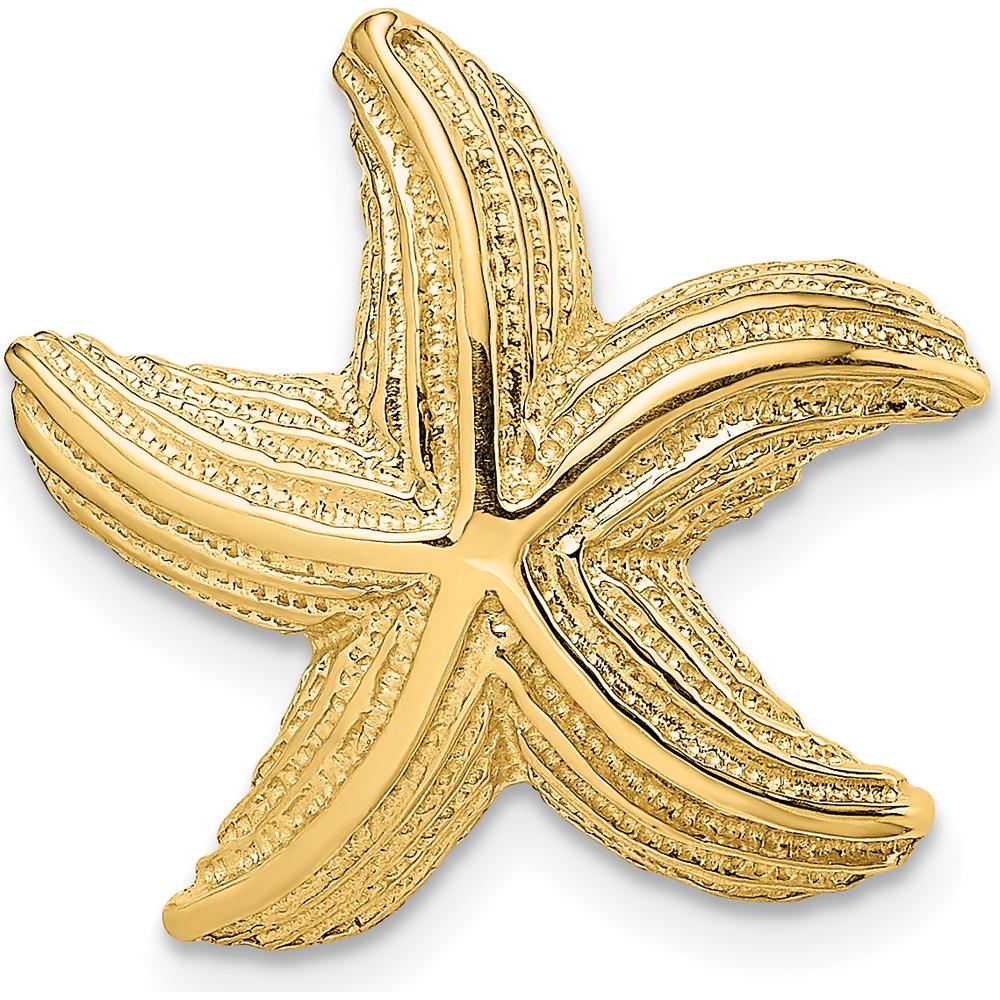 14K Yellow Gold Polished and Textured Starfish Omega Slide Pendant by 0