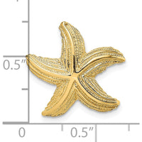 14K Yellow Gold Polished and Textured Starfish Omega Slide Pendant by 0