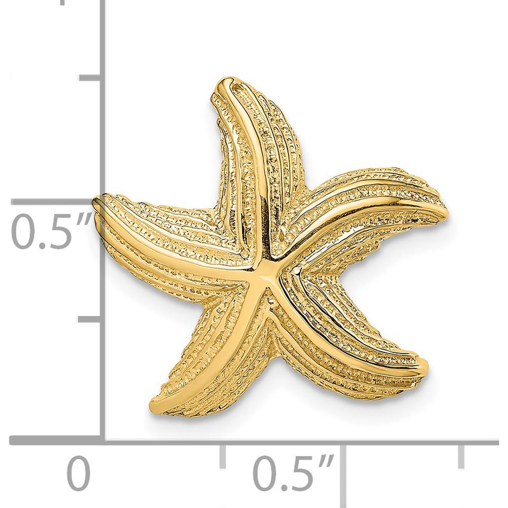 14K Yellow Gold Polished and Textured Starfish Omega Slide Pendant by 0