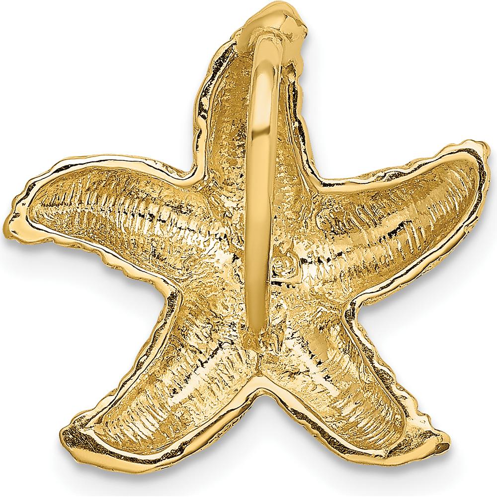 14K Yellow Gold Polished and Textured Starfish Omega Slide Pendant by 0