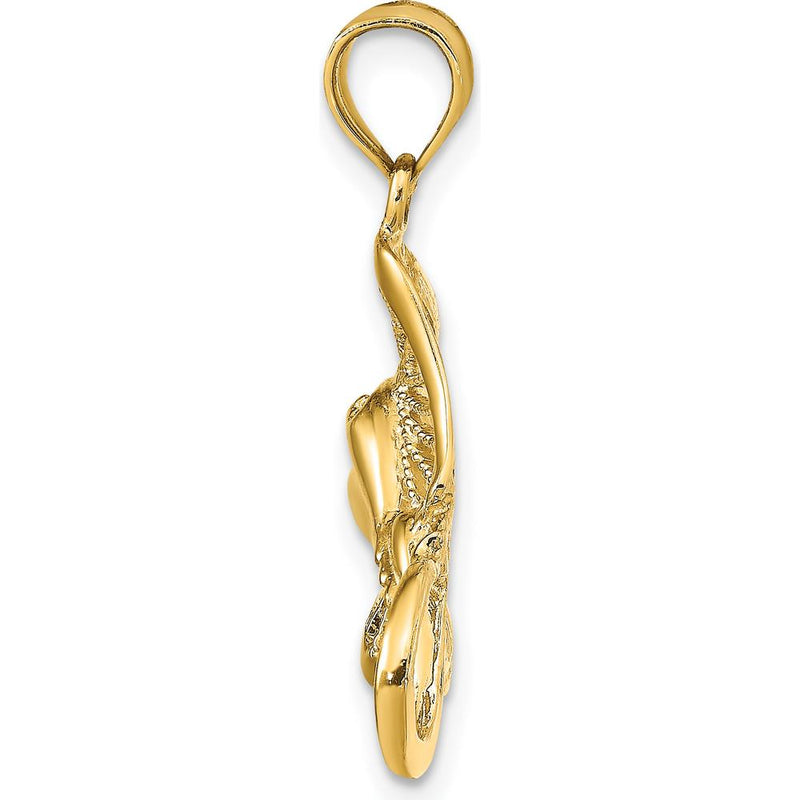 14K Yellow Gold Polished and Textured Stingray Charm Pendant by Oro Pregiato