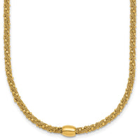 14K Yellow Gold Polished and Textured Twisted Bead Necklace - 17 inches by 0