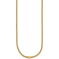 14K Yellow Gold Polished and Textured Twisted Bead Necklace - 17 inches by 0