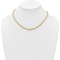 14K Yellow Gold Polished and Textured Twisted Bead Necklace - 17 inches by 0