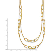 14K Yellow Gold Polished and Textured Woven Double Strand Oval Links Necklace - 17.5" by 0