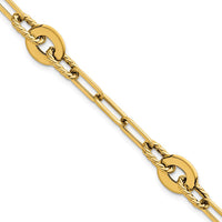 14K Yellow Gold Polished and Twisted 9.2mm Open Link Bracelet - 7.5” Length by Oro Pregiato