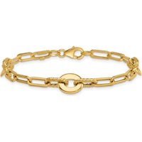 14K Yellow Gold Polished and Twisted 9.2mm Open Link Bracelet - 7.5” Length by Oro Pregiato