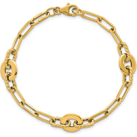 14K Yellow Gold Polished and Twisted 9.2mm Open Link Bracelet - 7.5” Length by Oro Pregiato