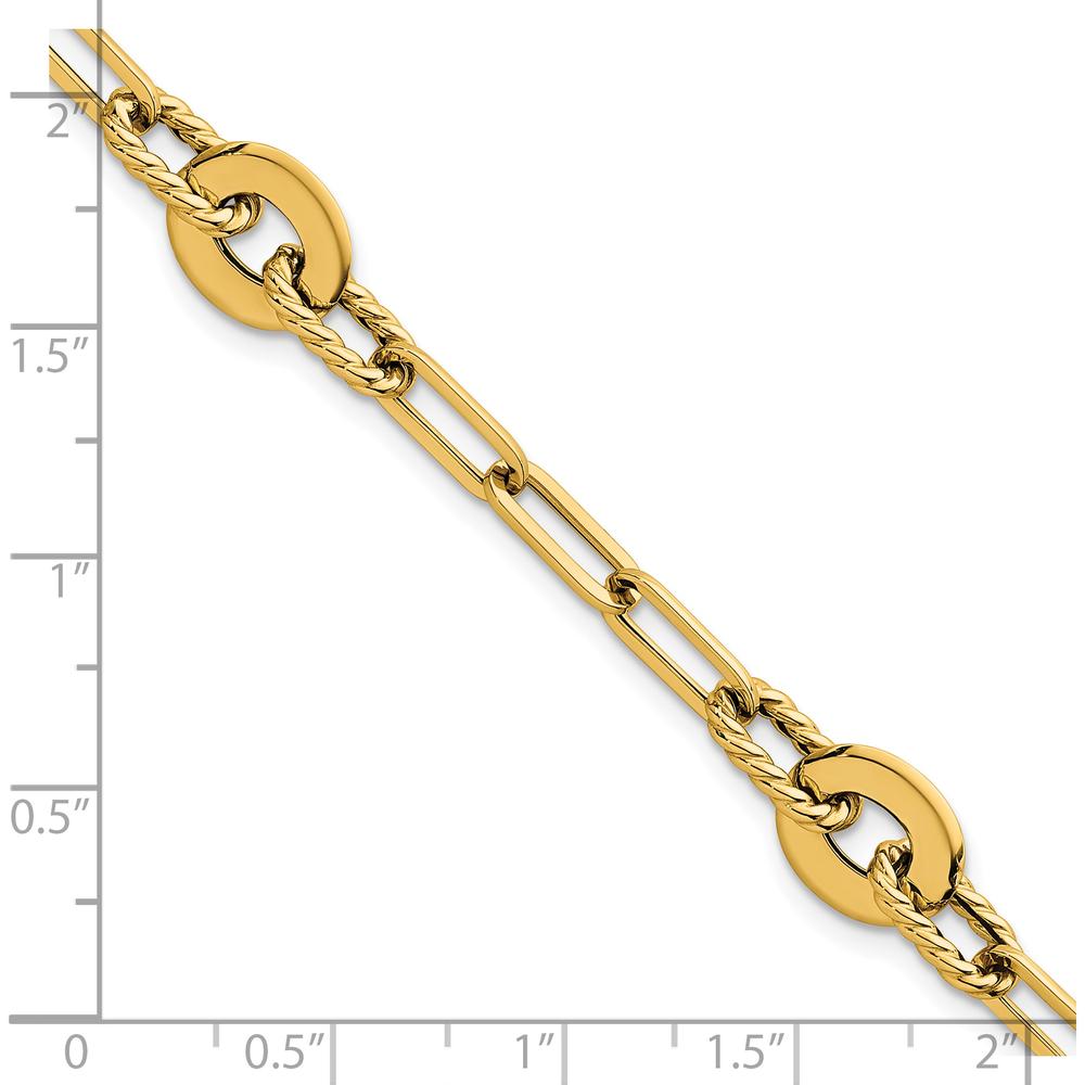 14K Yellow Gold Polished and Twisted 9.2mm Open Link Bracelet - 7.5” Length by Oro Pregiato
