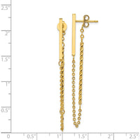 14K Yellow Gold Polished and Twisted Bar Drop Earrings with Chain Detail by 0