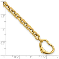 14K Yellow Gold Polished and Twisted Cable Link 7.5" Bracelet with Heart Clasp by 0