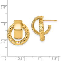 14K Yellow Gold Polished and Twisted Doorknocker C-Hoop Post Earrings by 0