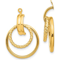 14K Yellow Gold Polished & Twisted Fancy Earring Jackets - 21mm Length by 0