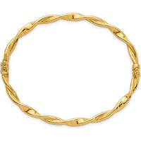 14K Yellow Gold Polished and Twisted Hinged Bangle Bracelet - 3.80mm Width by Oro Pregiato