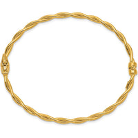 14K Yellow Gold Polished and Twisted Hinged Oval Bangle Bracelet - 2.90mm Width by Oro Pregiato