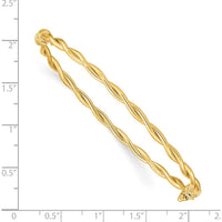 14K Yellow Gold Polished and Twisted Hinged Oval Bangle Bracelet - 2.90mm Width by Oro Pregiato