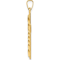 14K Yellow Gold Polished and Twisted Hollow Cross Pendant - Unisex by Oro Pregiato