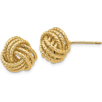 14K Yellow Gold Polished & Twisted Love Knot Button Earrings by 0