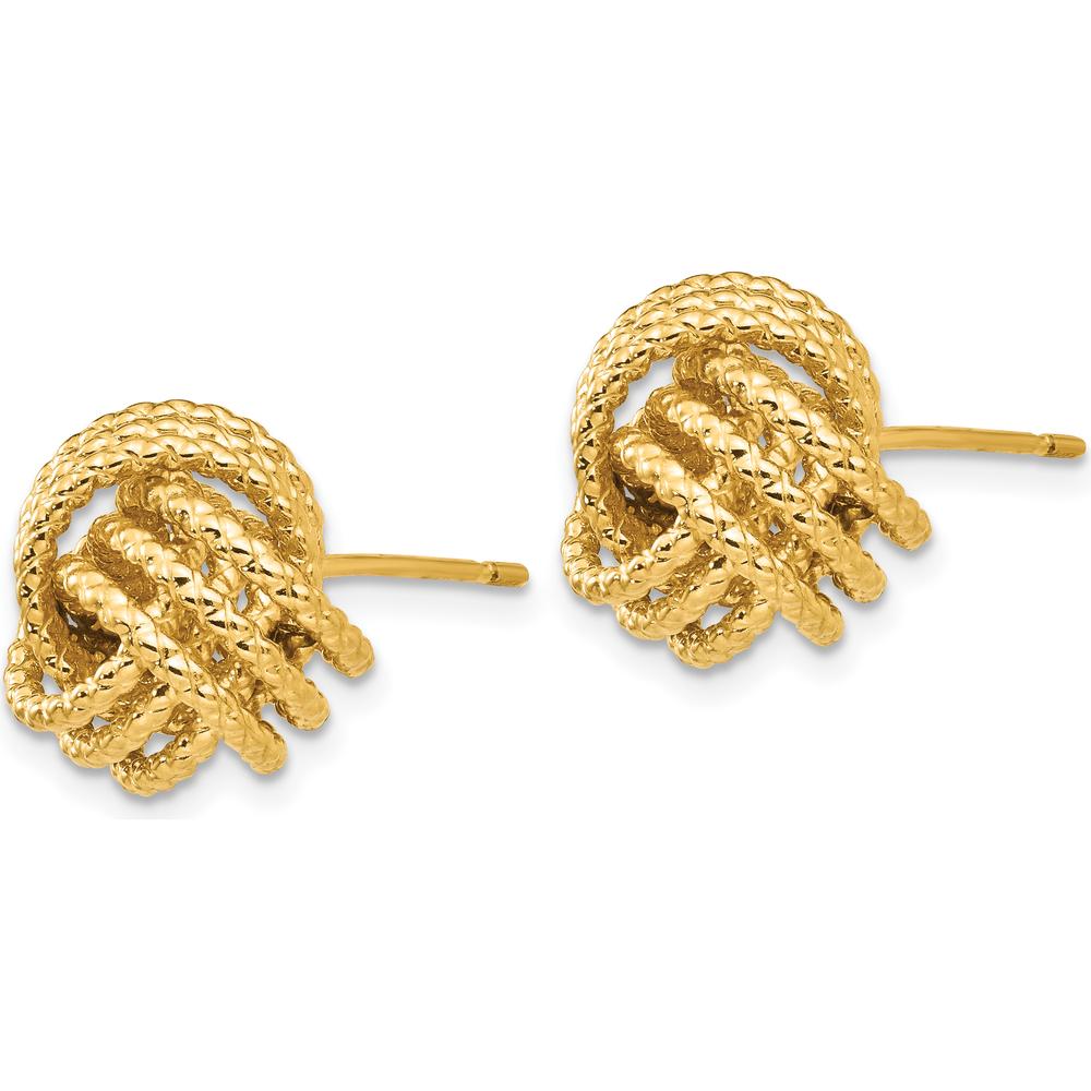 14K Yellow Gold Polished & Twisted Love Knot Button Earrings by 0