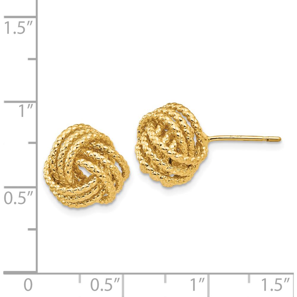 14K Yellow Gold Polished & Twisted Love Knot Button Earrings by 0